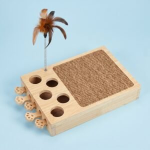 Rascador Juguete Interactivo de Madera para Gatos